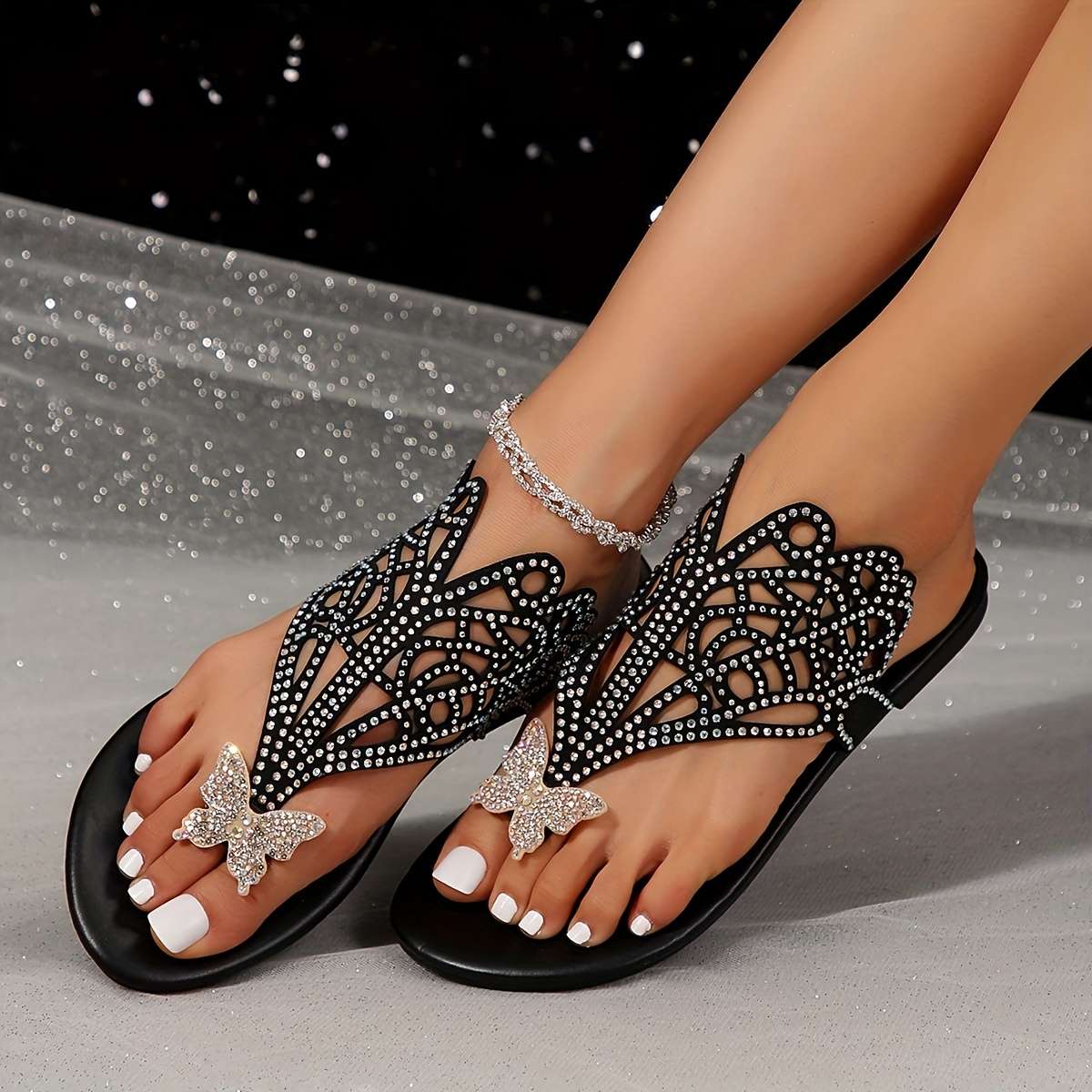 Ladies Summer Flip Flops Blue Uk 7.5