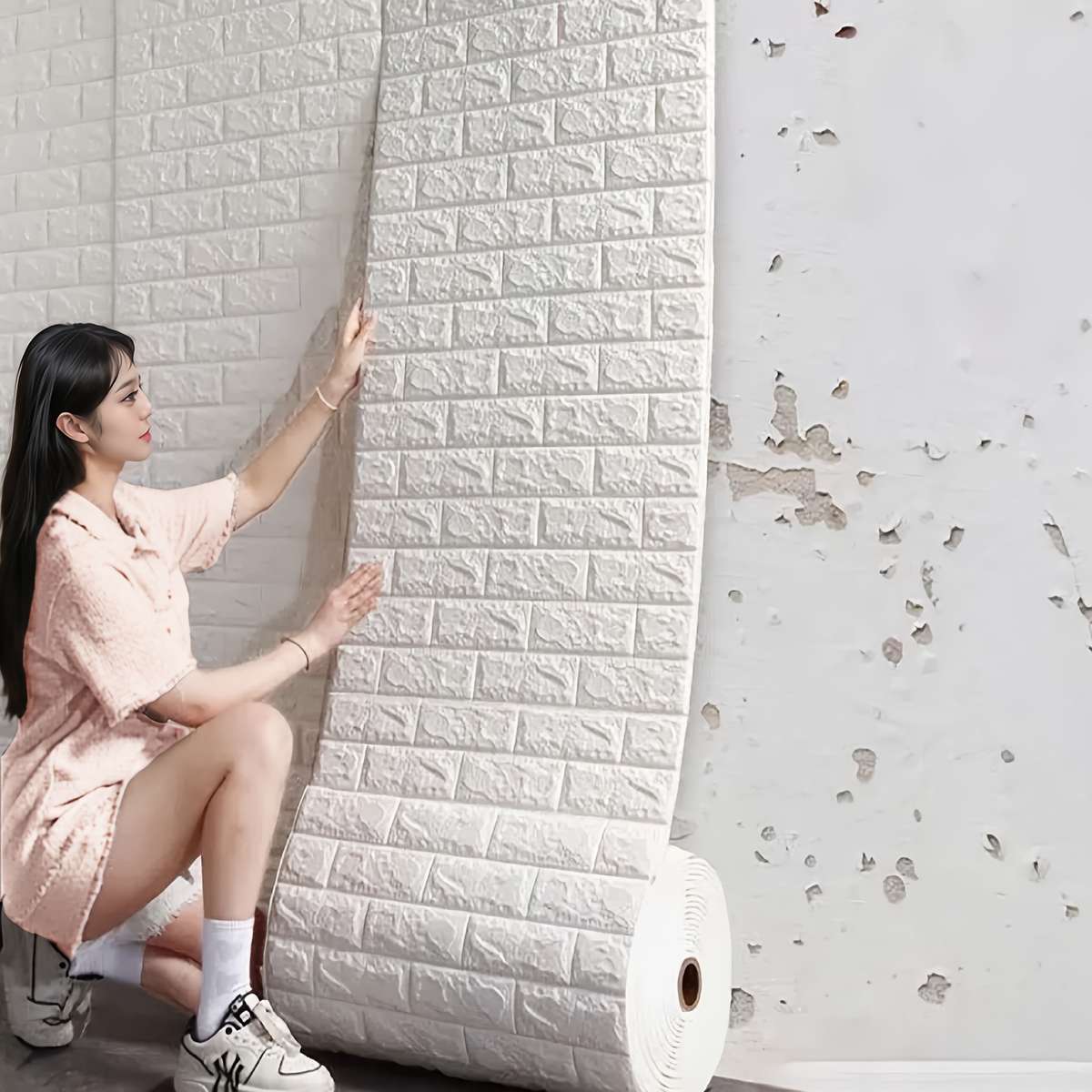 1pc 3D Wall Tile Stickers Self-Adhesive Foam Brick Patterns for Impact-Resistant Wallpaper Wa