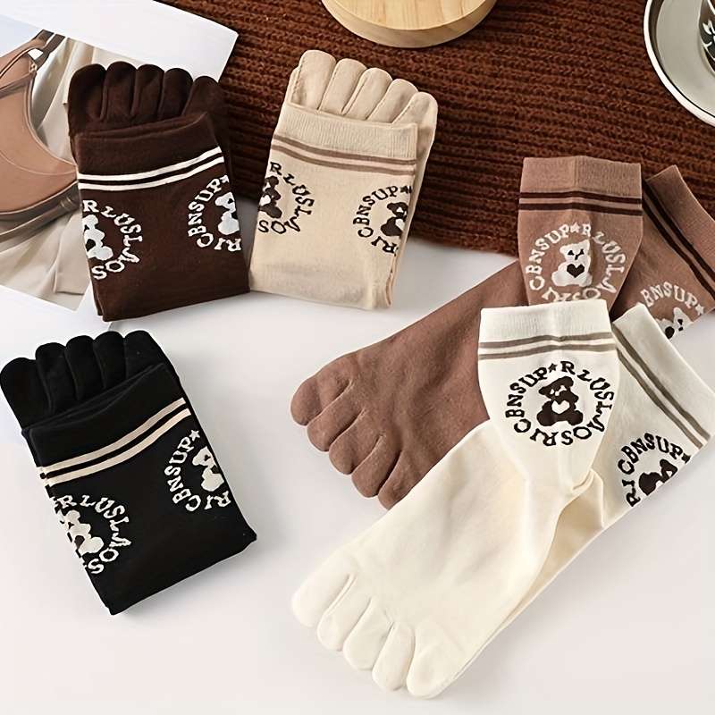 Women S Socks Color Circle Bear Mixed Color 5 Pairs Pack Size Onesize