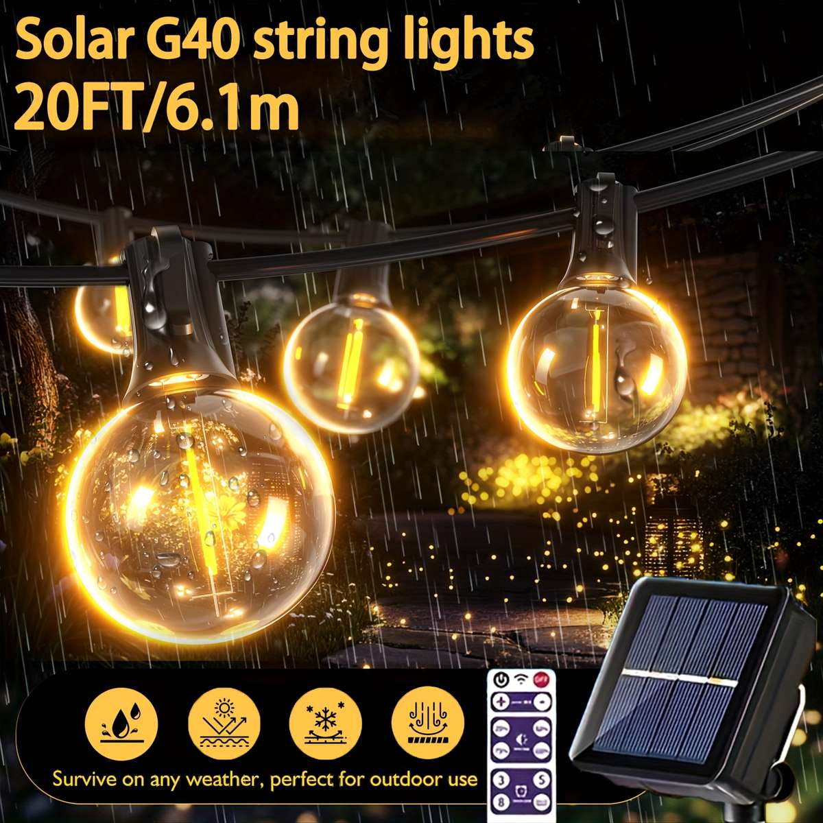 String Lights Size 6.1Meter 6.1Meter 7 1Bulbs Solar