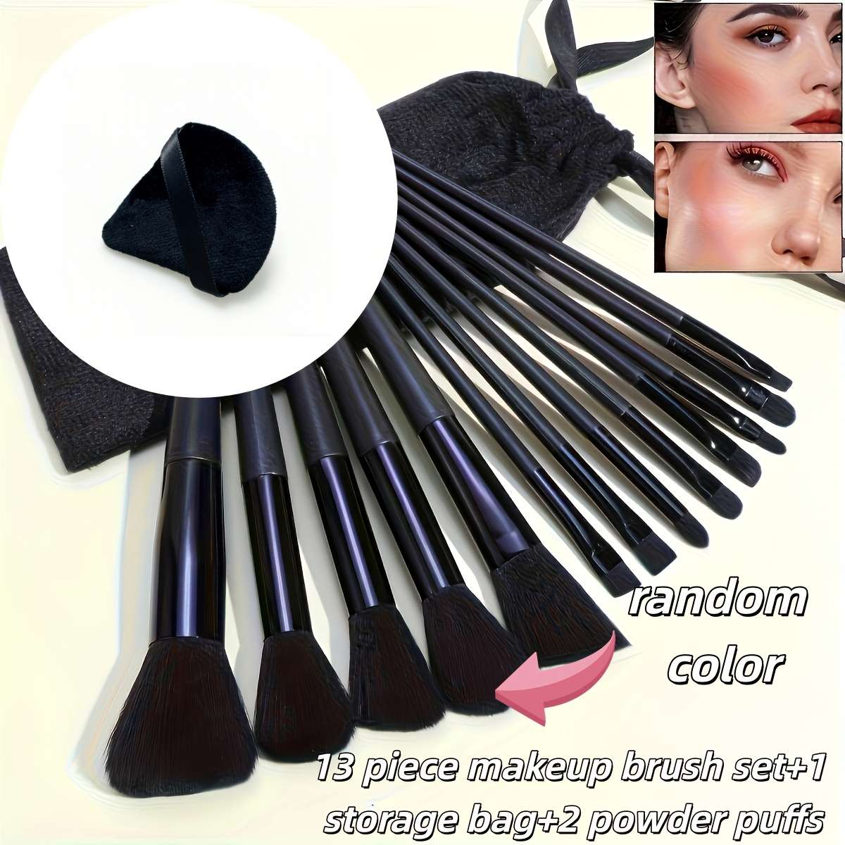 Makeup Brush Set Color Black Quantity16Pcs
