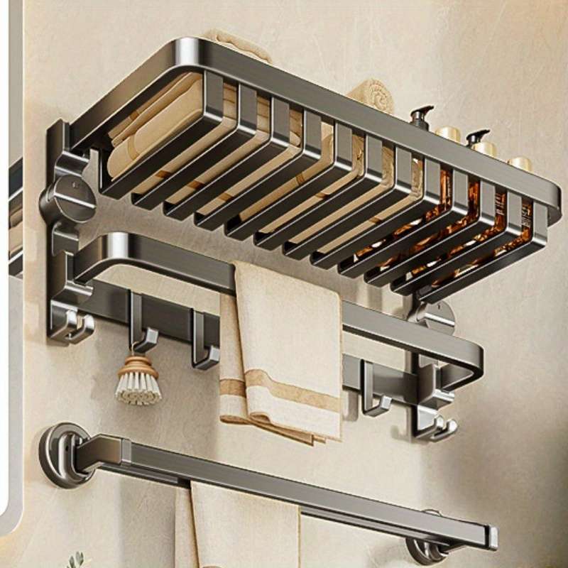 Bathroom Storage Rack Size Suction Cup Mesh Basket Towel Rack 7Piece Set