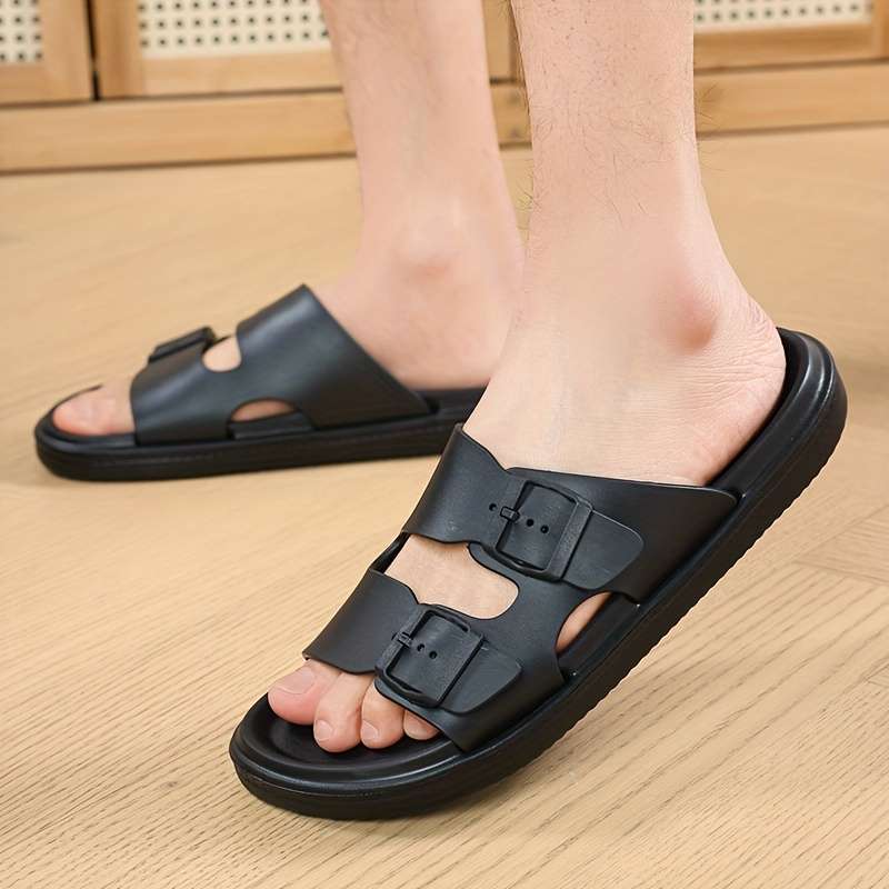 Men Slippers Summer Style Black Size Uk 7