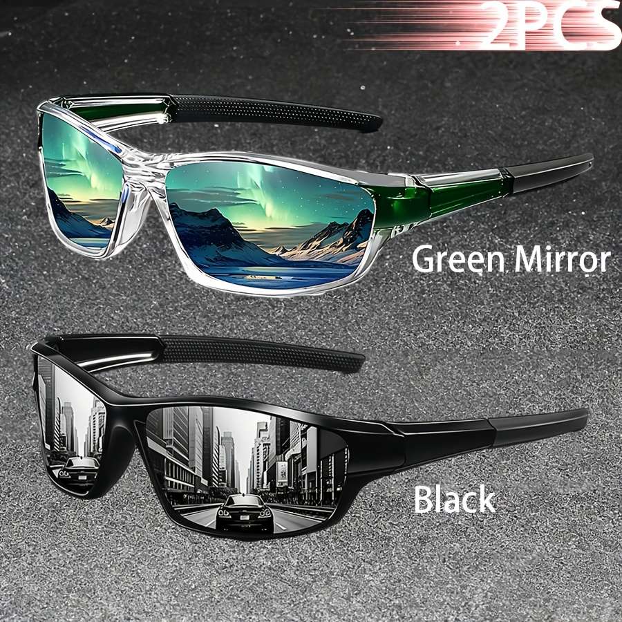 Cycling Glasses Color 2Pcs Greenmirror Clearblack