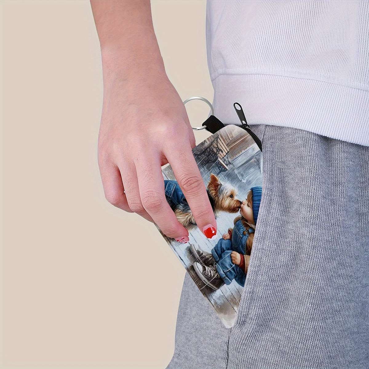 Of Adorable Dog Design Mini Wallet Zippered Small Capacity Portable Multifunctional Coin P