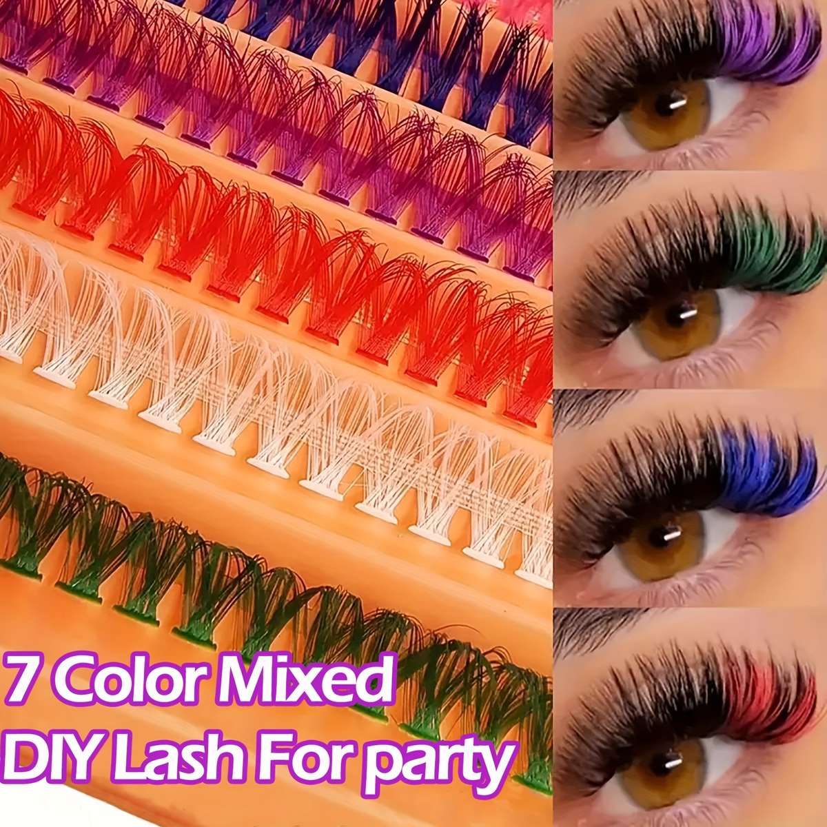 140 Clusters Handmade False Eyelashes Model Colorful 7