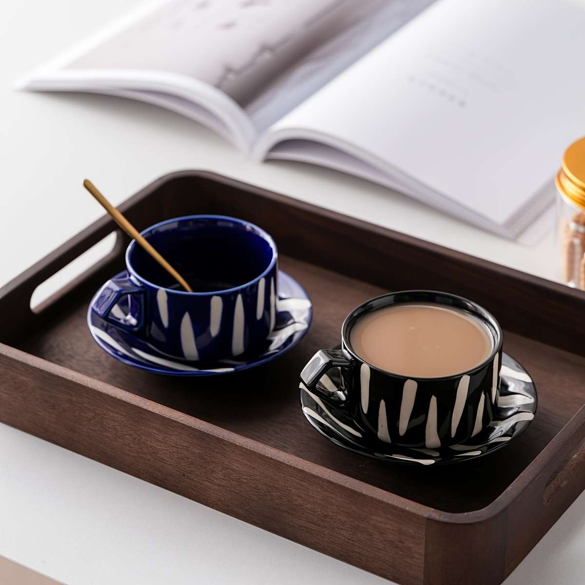 Water Cup Items Two Sets Of Black Mixed Cups  Includes Two Cups   Two Saucers