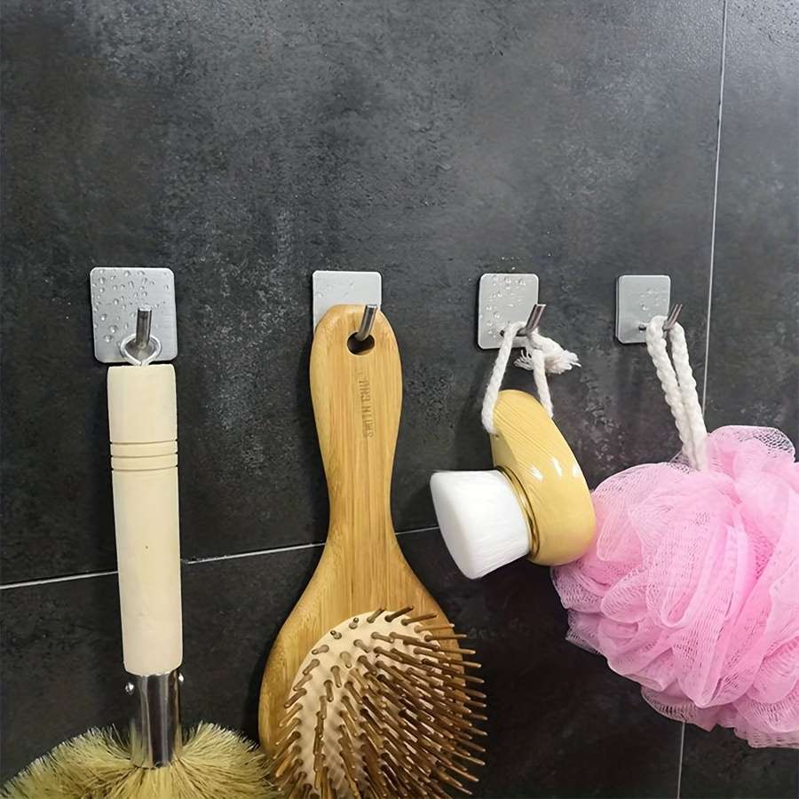 Adhesive Wall Hooks Metal Hanging Bathrooms Kitchens Doors color 4.5X4.5cm Quantity 1 Bag