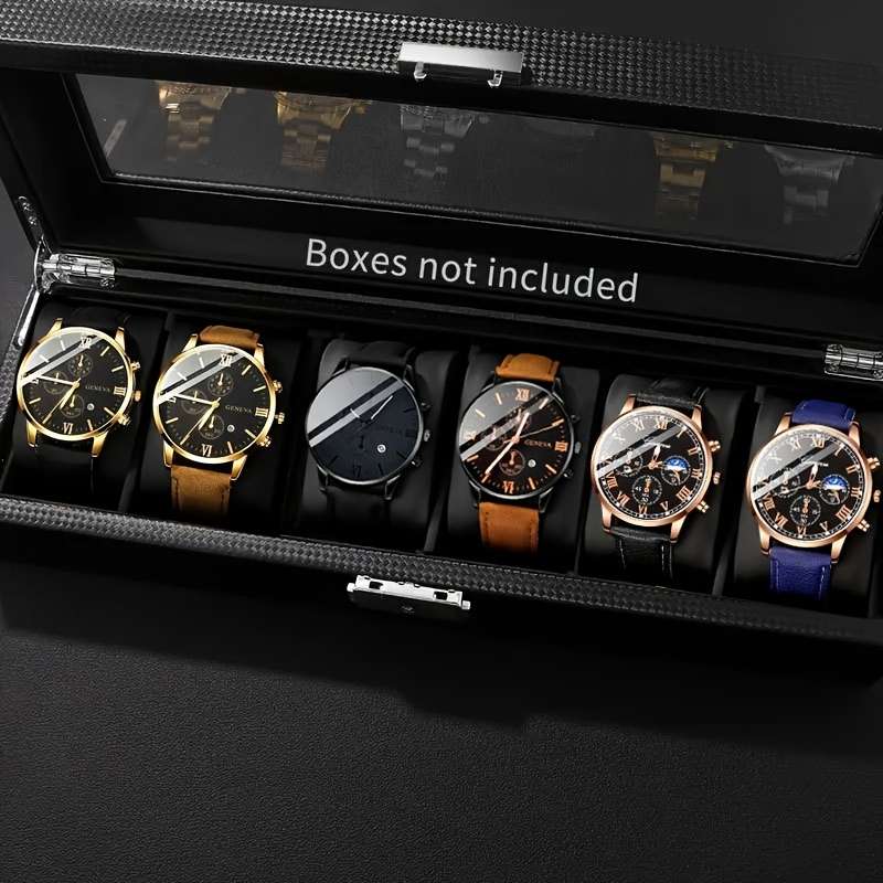 6Pcs Brand New Set Of Men Stylish Quartz Watches Featuring Simulated