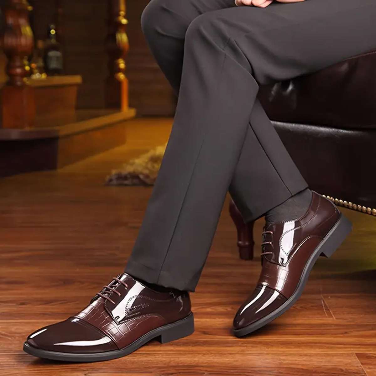 Mens Leather Shoes Color Black 2 Sizeuk 7