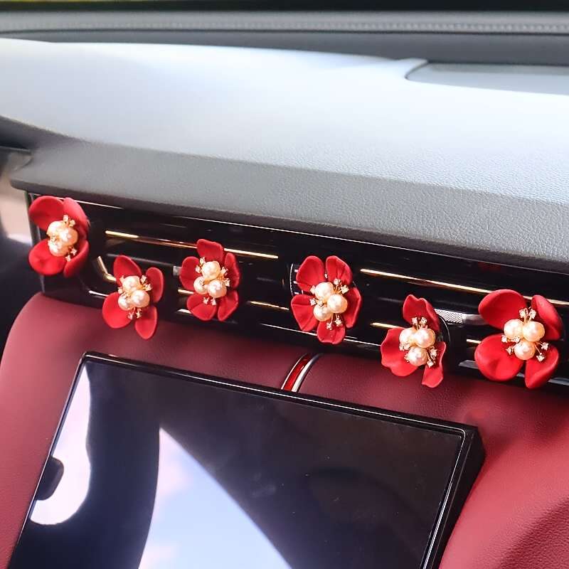 Car Interior Decor Items 2 Large Three Petal Flowers