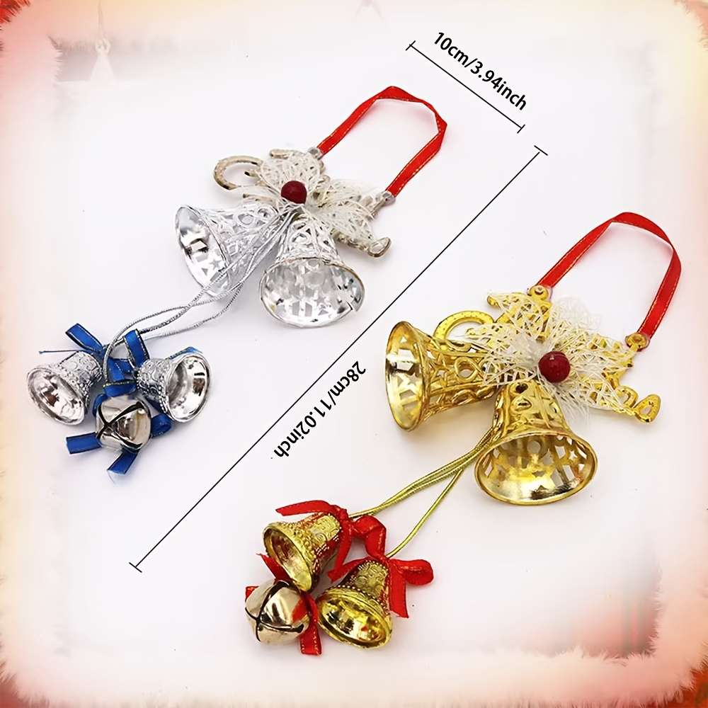 Christmas Decorations Color Silvery Items 1 Piece Of Christmas Three Bells With Bows