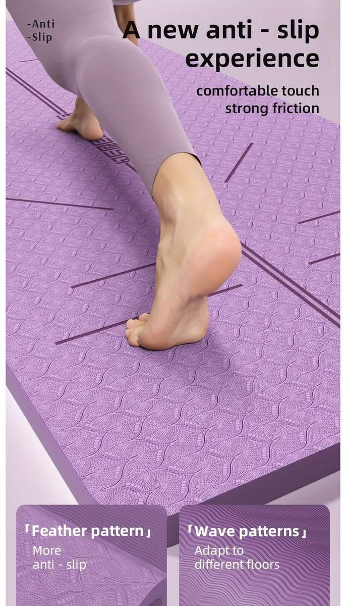 Yoga Mat Purple Body Line Size 183Cm*80Cm*0.6Cm