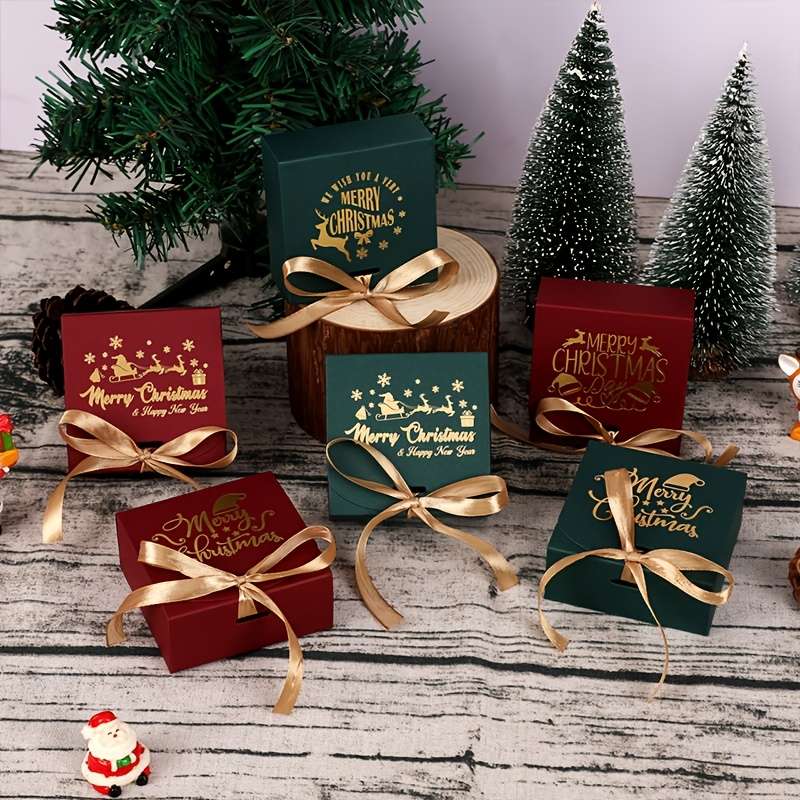 Christmas Gift Boxes Style Red Santa Hat And Deer