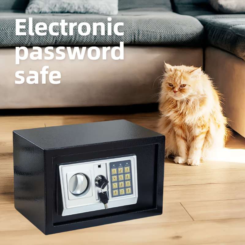 Safe Color Black Electronic Code  2 Mechanical Keys