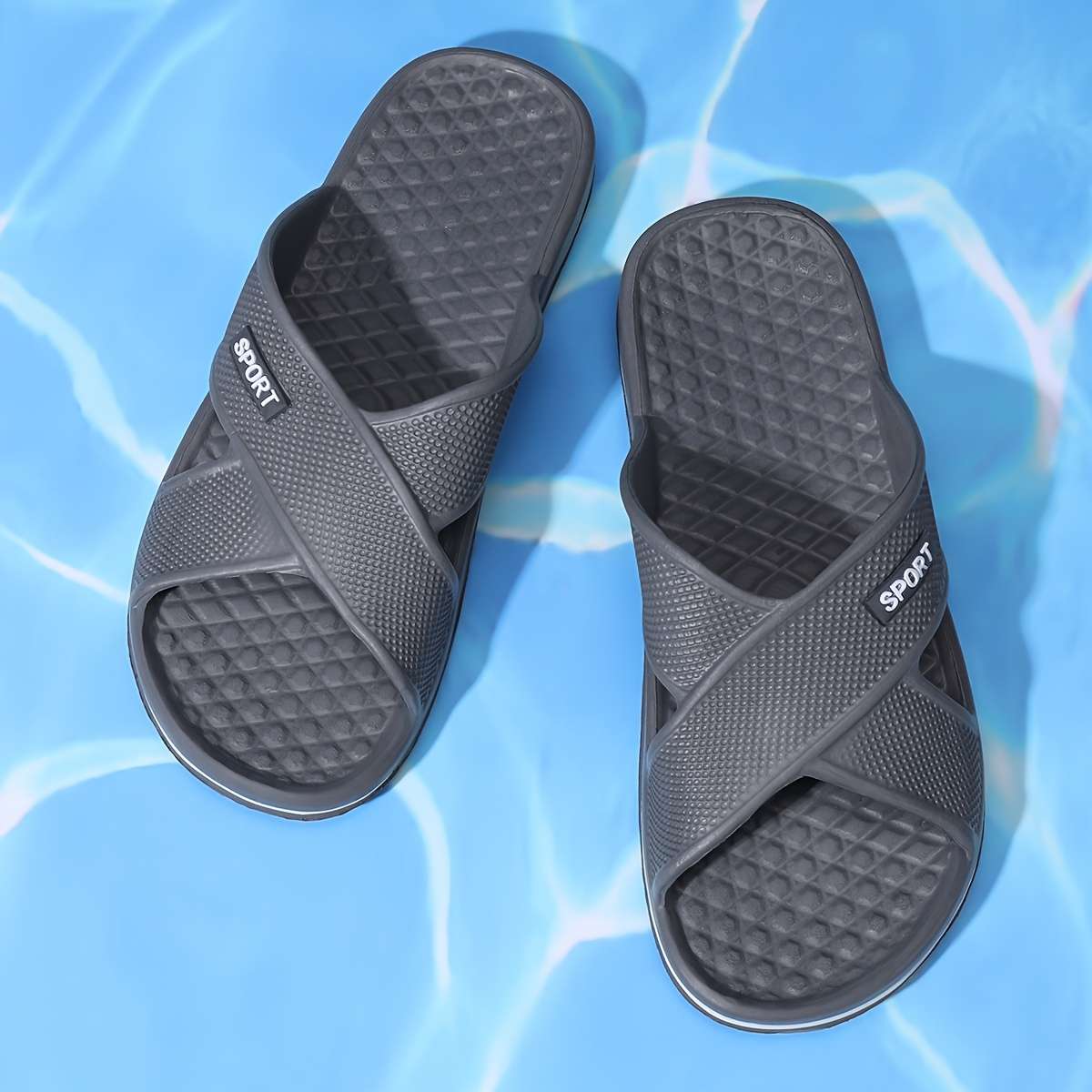 Men Slippers Summer Style Grey Size Uk 7
