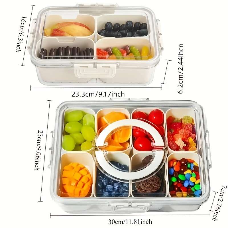 Antibacterial Box 2Piece Set 8Compartment Containertransparent Lid