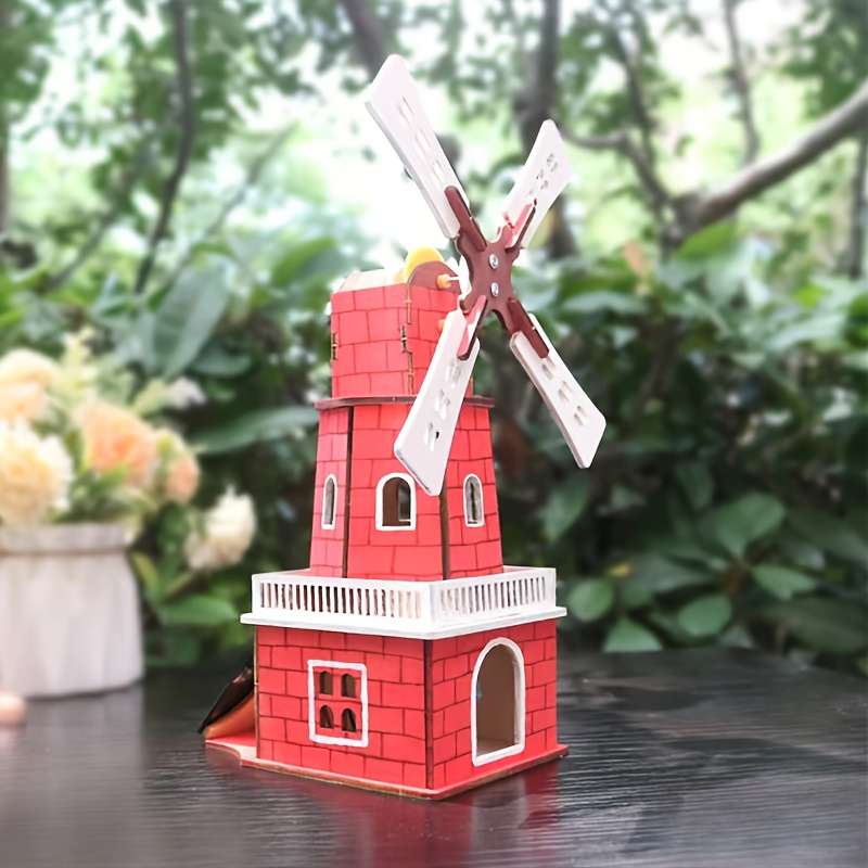Building Toy Architectural Model Toy Set Items Solar Windmill Cabin