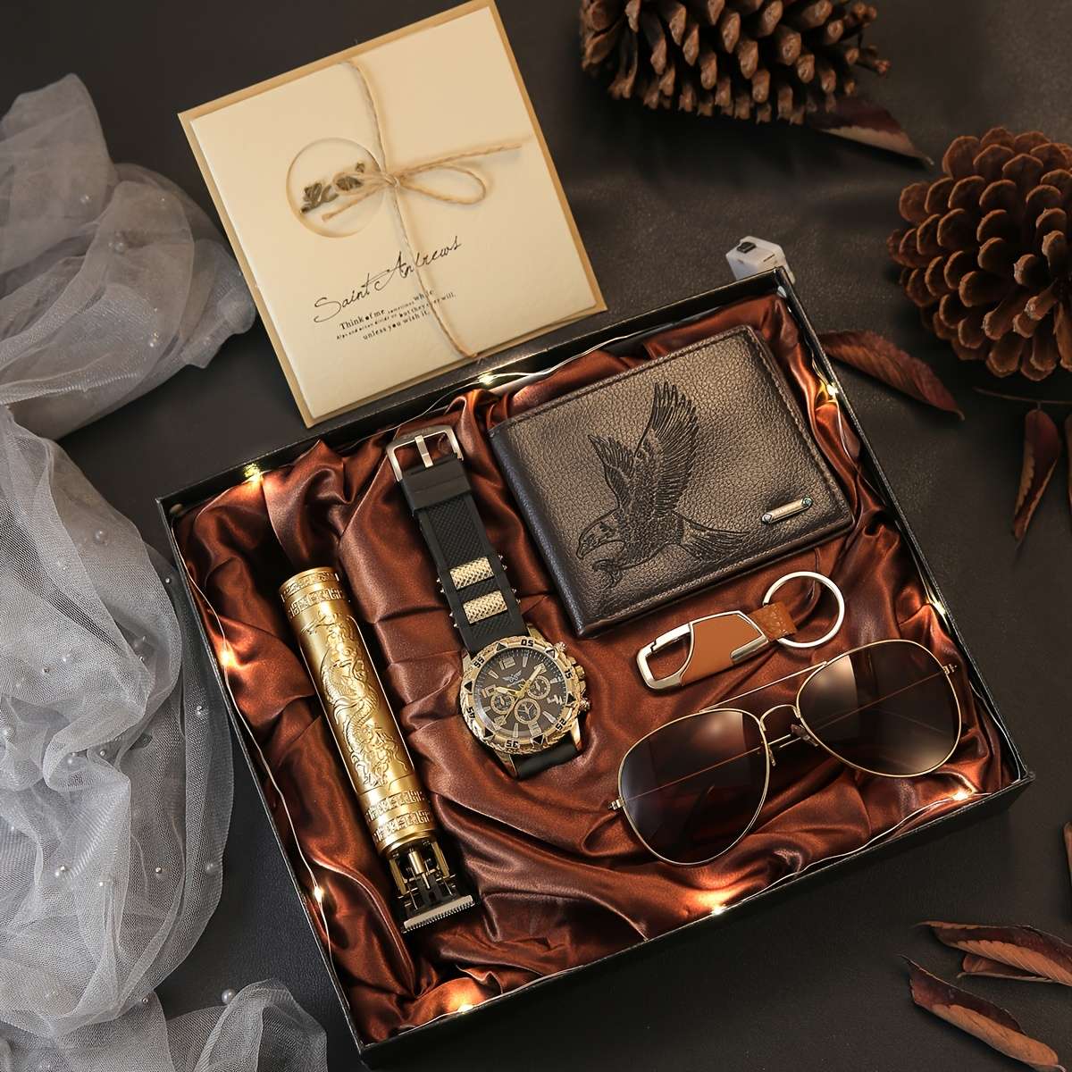 7Pcs Stylish Men Gift Set Stylish Business Casual Men Watch Set