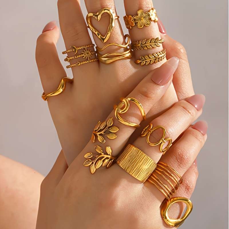 Luxury Heart Boho Style Finger Ring Quantity Random Rings