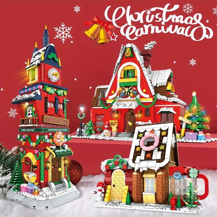 Building Toy Architectural Model Toy Set Style Holiday Season House Blocks
