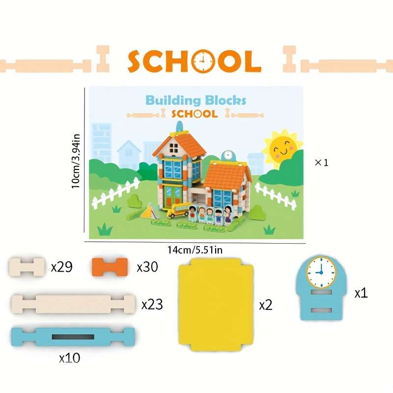 3D Building Model Puzzle Set Items School