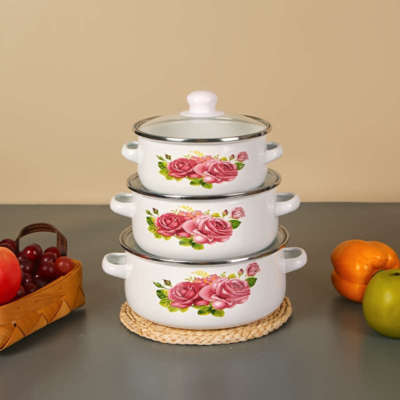 Exquisite Mini Enamel Three Piece Set Gift 20Cm