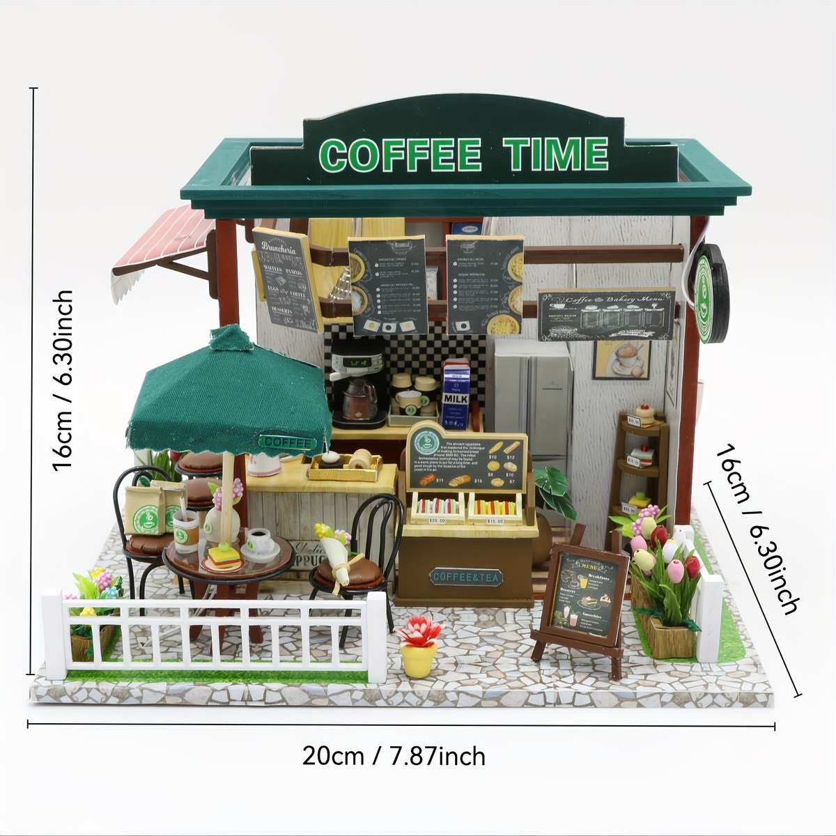 3D Building Model Puzzle Set Items Time Cafe Shop