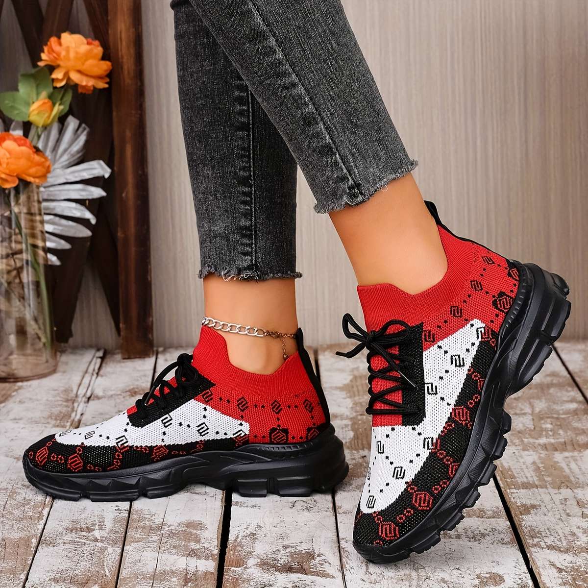 Women S Sneakers Color Red Sizeuk 8