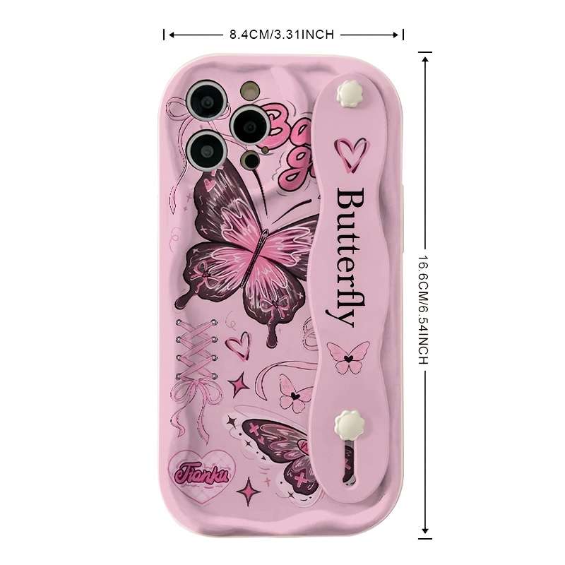 1Pc White For iPhone 16 Butterfly Print Phone Case
