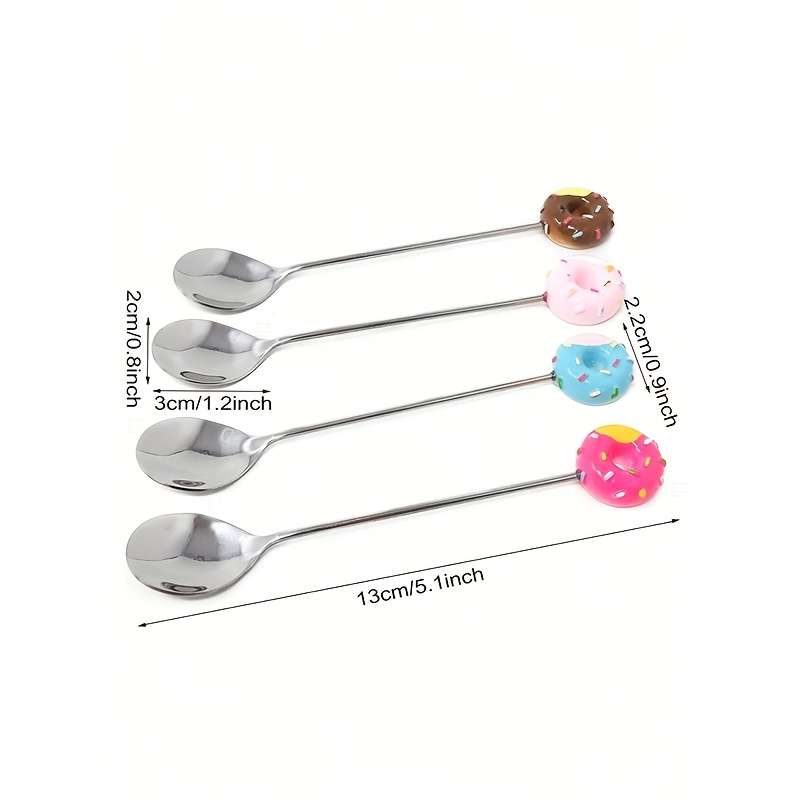 4pcs Donut stainless steel spoon coffee spoon dessert spoon ice cream spoon suitable for pa