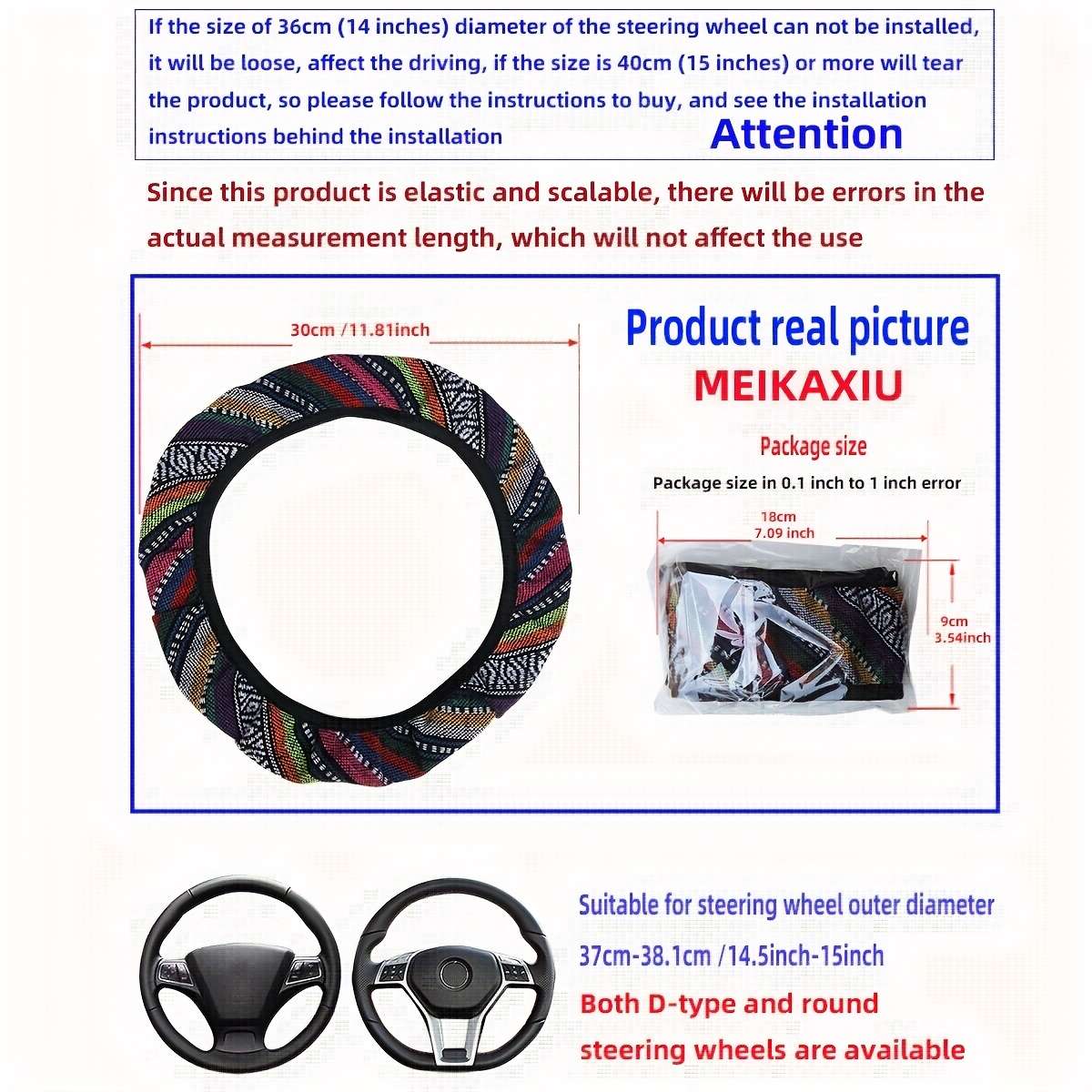 Car Steering Wheel Cover Colored Linen