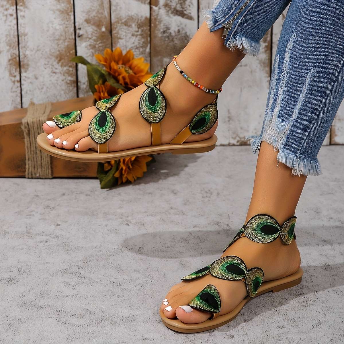 Ladies Summer Flip Flops Emerald Green Uk 7