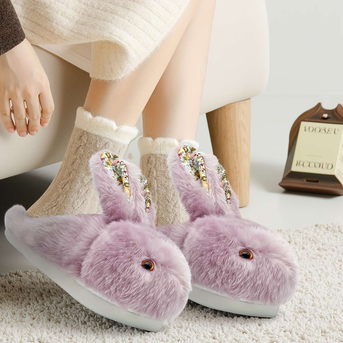 Cotton Slippers Color Light Purple Sizeuk 6.5-7