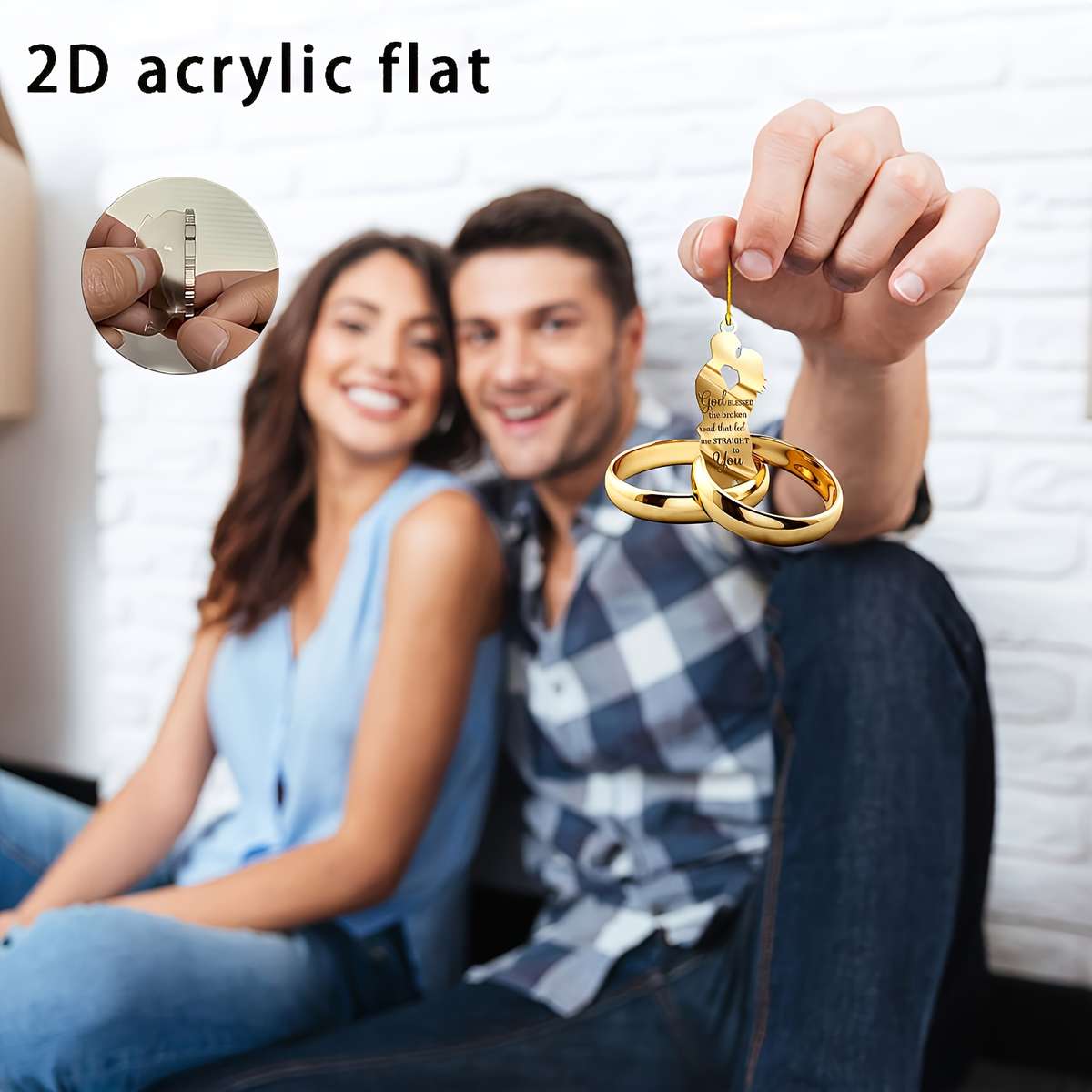 Car Interior Decor Color Couple Kiss Pendant