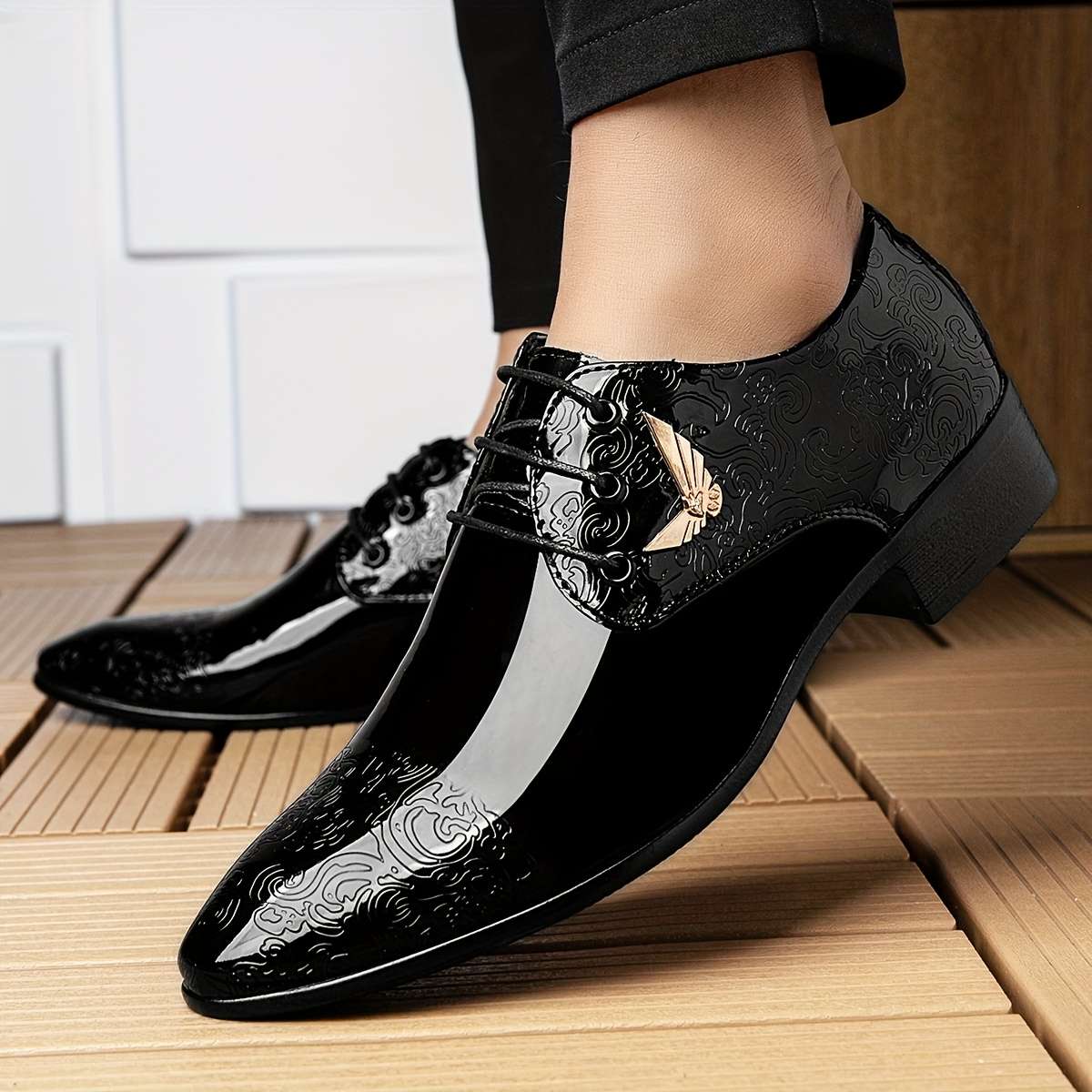 Mens Leather Shoes Color Black Sizeuk 7