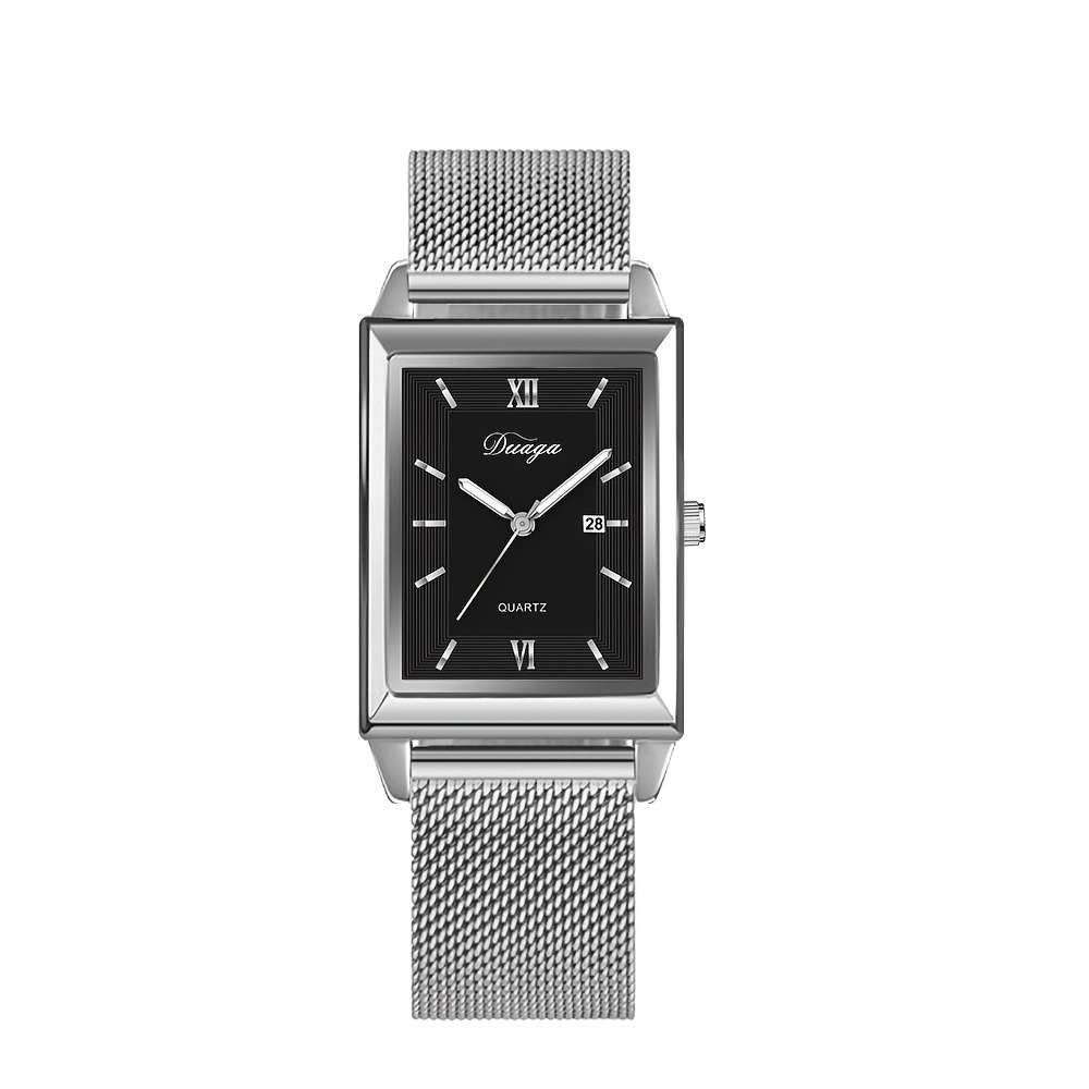 4Pcs Luxury Men Business Versatile Roman Numeral Quartz Watch Minimalist Cross