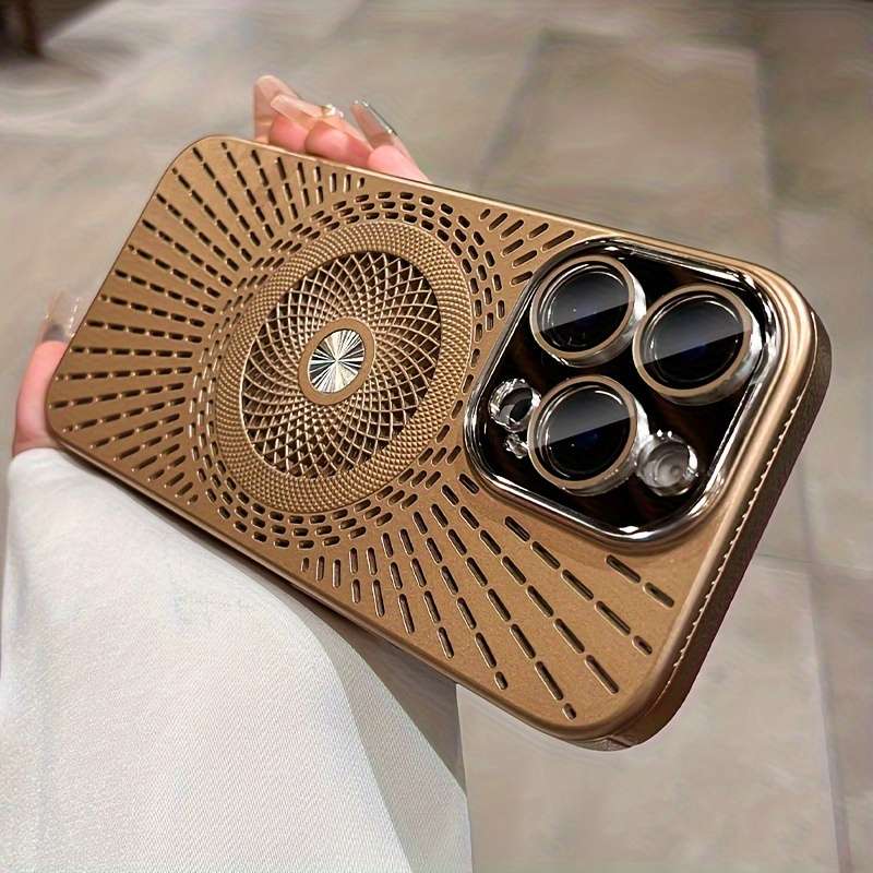 1Pc White For iPhone 16 Pro Max Hollow Heat Dissipation Phone Case