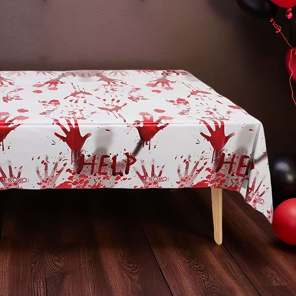Halloween tablecloth decoration color 1pc x Blood Handprint Tablecloth 183cm