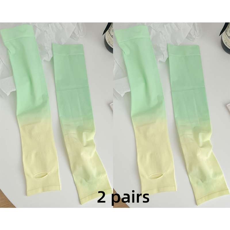 Sunscreen Sleeves Color 2Pairs Yellow And Green Gradient