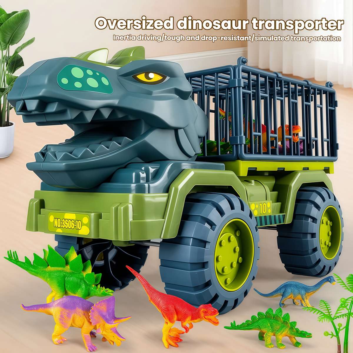 Childrens Toys Quantity 1 Dinosaur Transport Vehicle  6 Small Dinosaurs  1 Egg  1 Tree