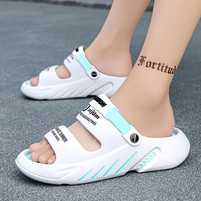 Men Slippers Summer Style Black Orange Size Uk 8.5 To 9
