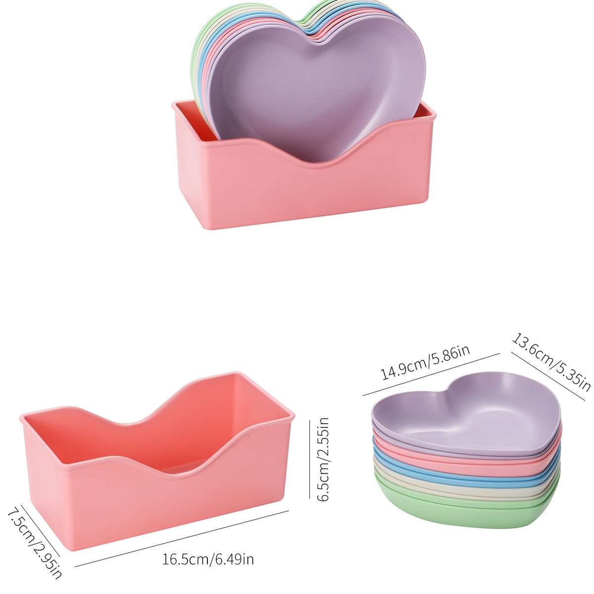 Bowl Color 6Pcsheart Bone Spitting Dish  Base  Pink