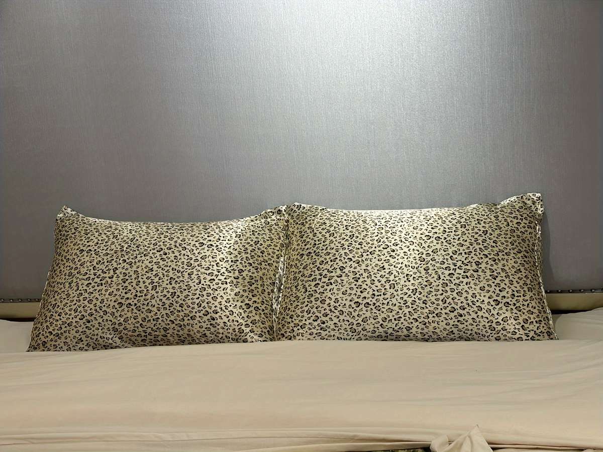 Satin Pillowcase Color Wheatcolored Leopard Print Size50Cm*66Cm