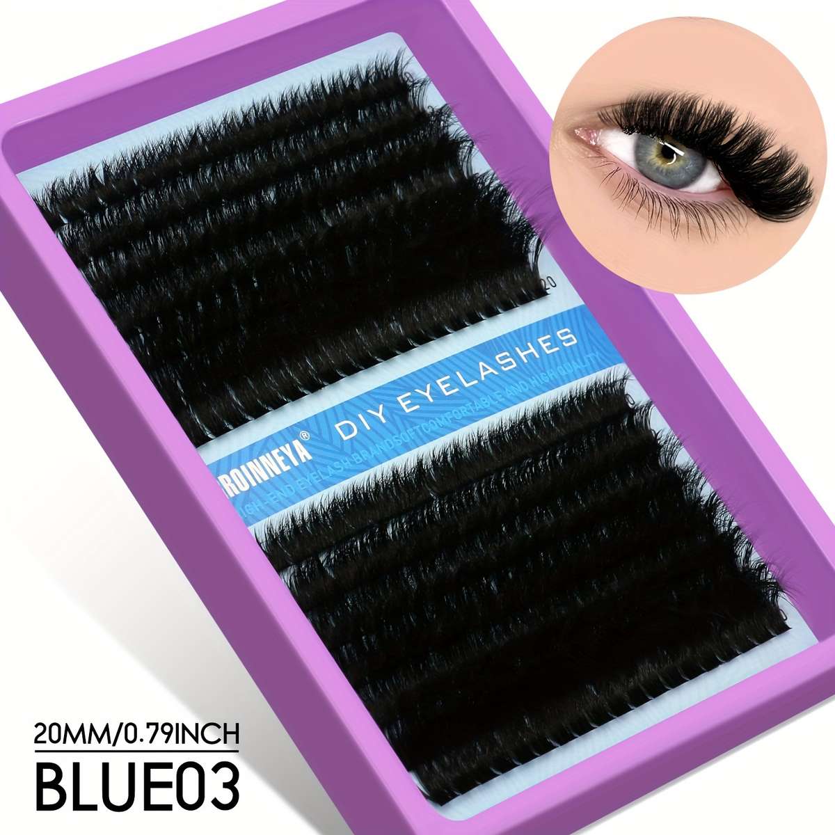 Professional Soft False Eyelashes Style Blue03 20mm