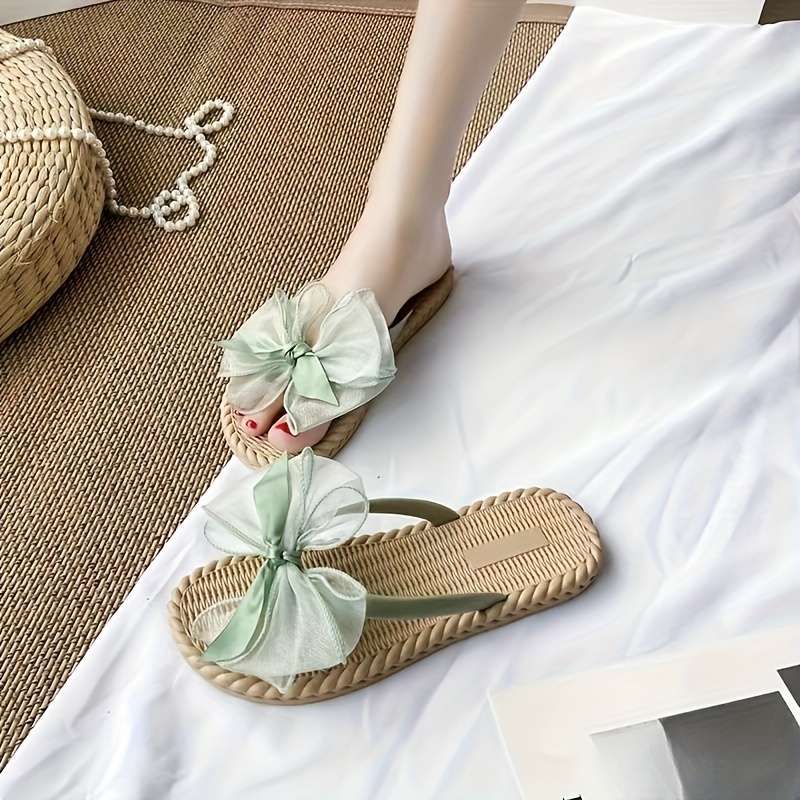 Ladies Summer Flip Flops Light Green Uk 3.5-4