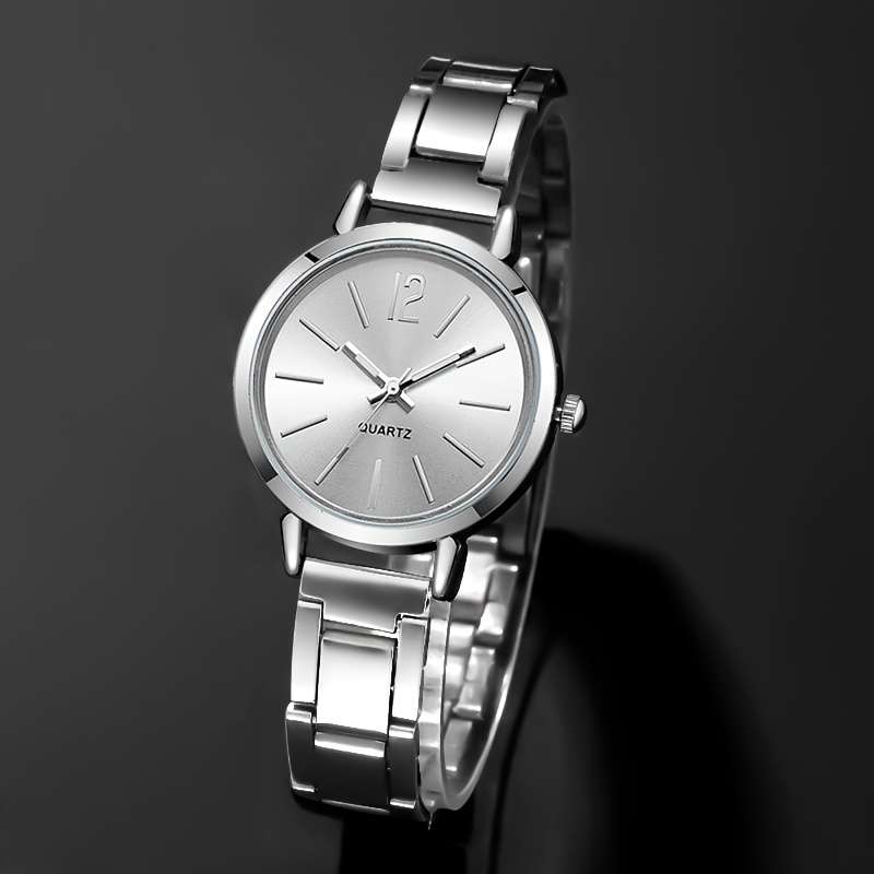 Women Light Round Dial Quartz Watch Shiny Butterfly Model Bright Silvery