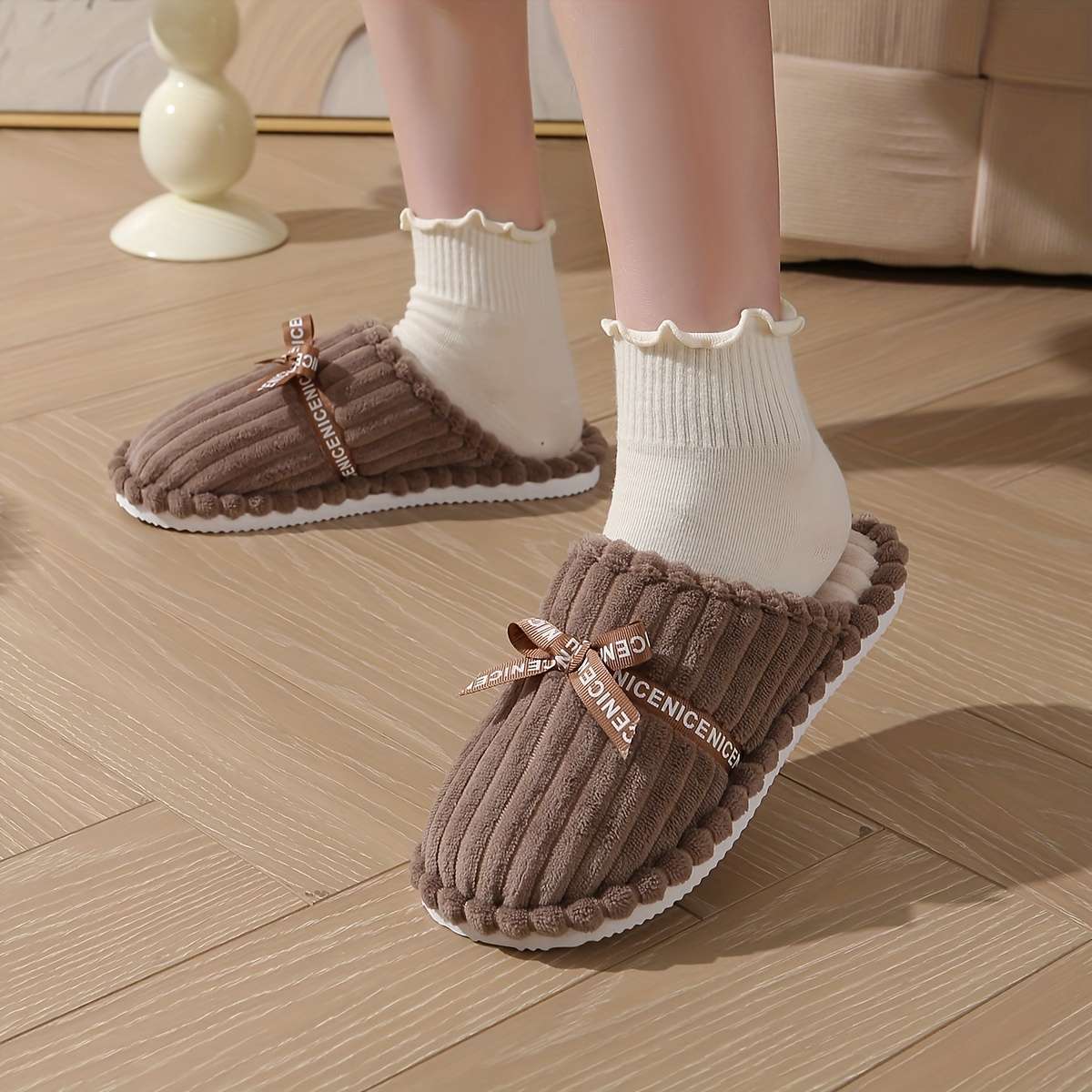 Cotton Slippers Color Grey Sizeuk 6.5-7