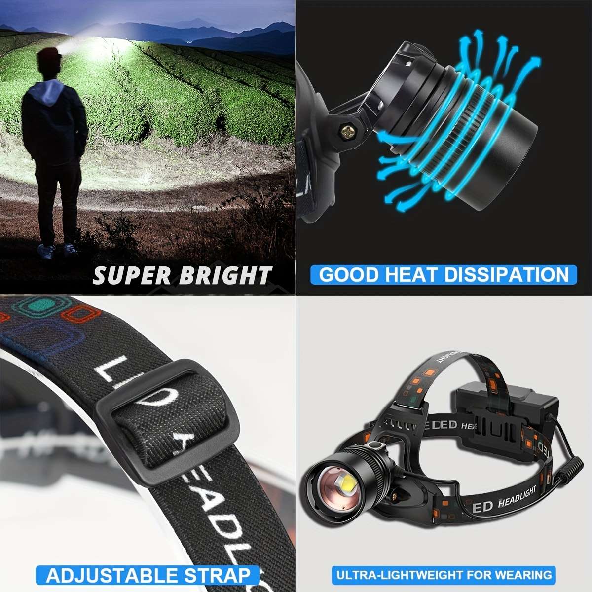 Headlamp Items With 2*18650 Battery