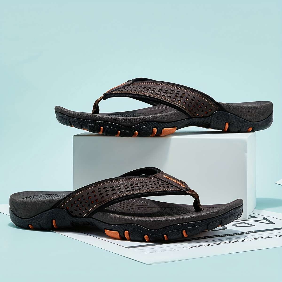 Men Slippers Summer Style Dark Brown Size Uk 15